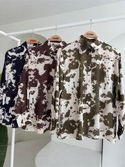 Batik Desenli Chanel Saten Gömlek 3467