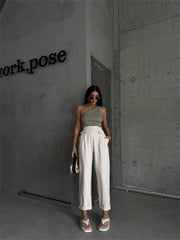 PANTOLON KAPALI CEP 3 DÜĞME DETAYLI - Mavi