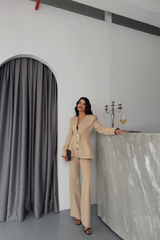 TASARIM CEKET-PANTOLON TAKIM METAL DÜĞME DETAYLI - Bordo