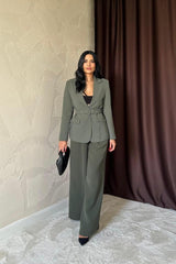 Füme Pileli Comfort Pantolon