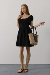 Beli Korseli Mini Elbise - Beyaz