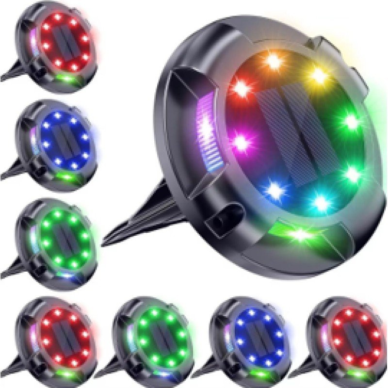 4lü Solar Panelli Kazıklı Zemin Solar Ledi 8+4 Led RGB