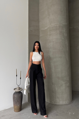 KAPALI GENİŞ PİLE CEP KAPAK DETAYLI PANTOLON - Gri