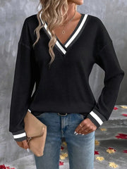 Kadın Uzun Kollu V Yakalı Waffle Bluz