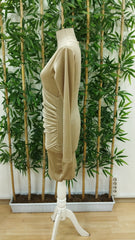 Kadın Uzun Kollu Kruvaze Yaka Kısa Kadife Elbise