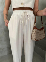 BEL LASTİK DETAYLI MODAL KUMAŞ PANTOLON - Fuşya