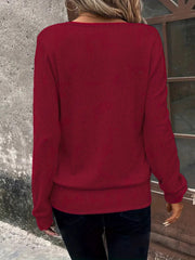 Kadın Uzun Kollu Kruvaze Yaka Kol Ve Etek Ucu Manşet Detay Yumoş Bluz