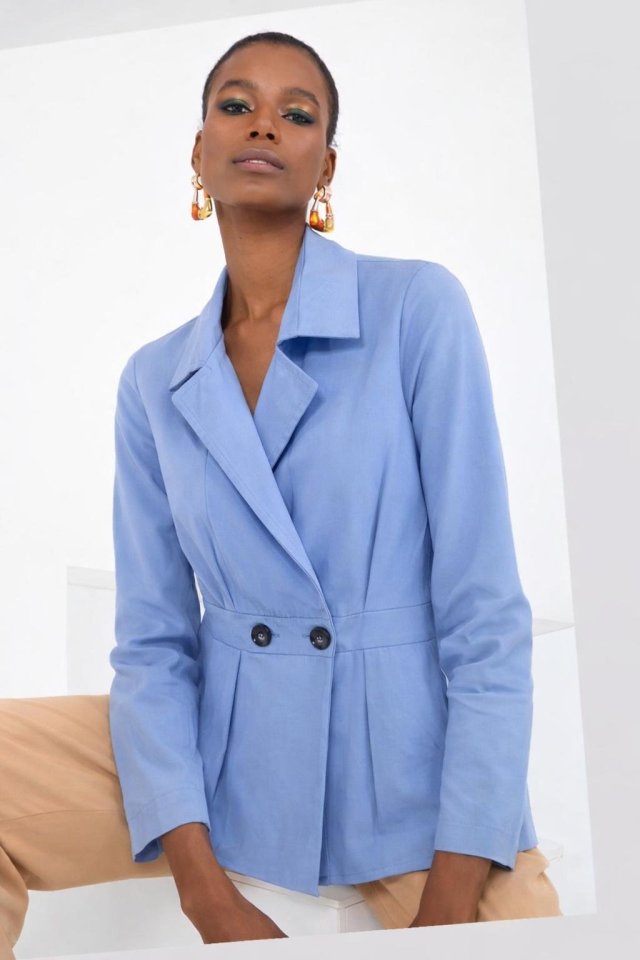 Kadın Düğme Ve Blise Detay Arkası Lastikli Takım