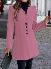 Kadın Uzun Kollu Kırlangıç Yaka önden Düğmeli Kısa Kaşe Kaban