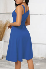 Kadın Tek Omuzu şerit Detaylı Sıfır Kol Yandan Düğme Detaylı Janjan Krep Elbise