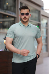 Erkek Yakalı Kagi Kumaş Kısa Kollu T-shirt