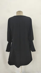 Kadın Uzun Kollu V Yakalı Kısa Ithal Krep Elbise