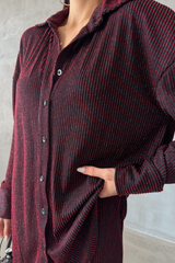 SİMLİ GÖMLEK - PANTOLON TAKIM - Bordo