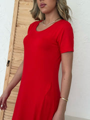 Kadın Kısa Kollu V Yaka Maxi Boy Elbise 124 Cm