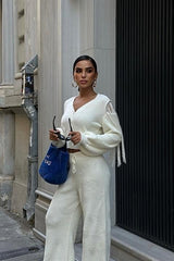 Püskül Detaylı Hırka Pantolon Triko Takım 9967