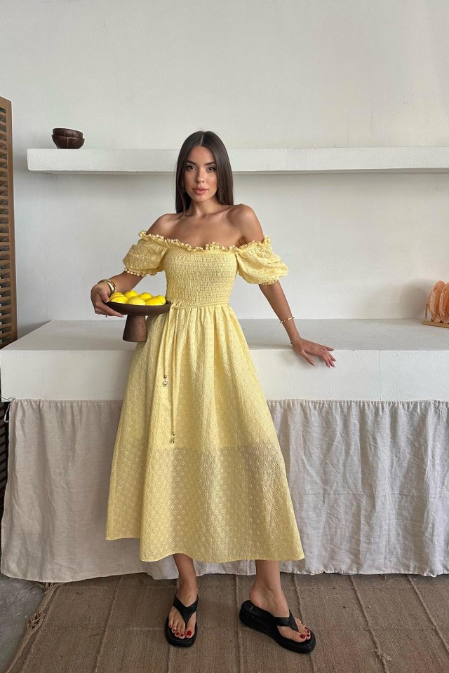 Siyah Gipeli Brode Elbise