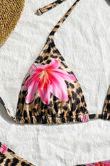 Leopar Zambak Baskılı Pareolu Bikini Takım M-9035