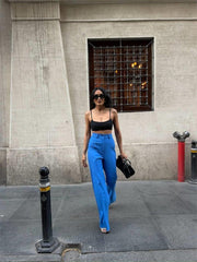 PANTOLON KAPALI CEP DETAYLI SALAŞ PANTOLON - Mavi