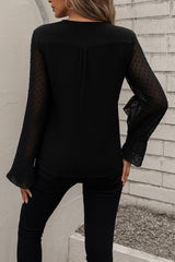 Kadın Uzun Kollu V Yakalı Kolları Ispanyol Detayı Sandy Bluz