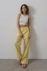 Beli Bağlamalı Brode Pantolon - Saks