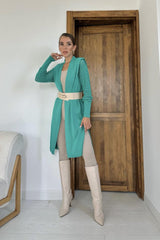 Siyah Kolları Örgülü Triko Hırka