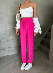 BEL LASTİK DETAYLI MODAL KUMAŞ PANTOLON - Fuşya