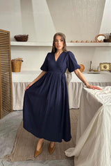 Bebe Mavi Müslin Uzun Elbise