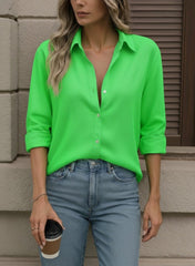 Kadın Uzun Kollu Yakalı önden Düğmeli Gömlek