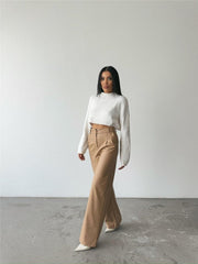 DERİ PALAZZO PANTOLON BORU PAÇA - Siyah