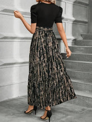 Kadın Kısa Kollu Bisiklet Yaka üst Ithal Krep Alt Süprem Maksi Boy Elbise