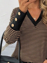 Kadın Uzun Kollu V Yakalı Desenli Süprem Bluz