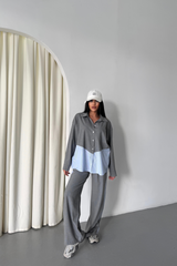 POLYVİSKON - POPLİN PARÇALI GÖMLEK PANTOLON TAKIM - Siyah