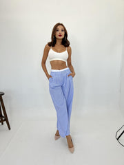 7109 PANTOLON-MAVİ BEYAZ ÇİZGİLİ