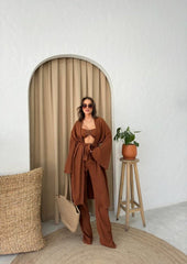KRINKILL BÜSTİYER-PANTOLON-KİMONO TAKIM - Kahverengi