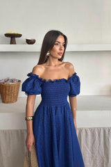 Siyah Gipeli Brode Elbise