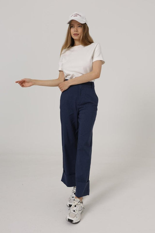 Duble Paça Pantolon - İndigo
