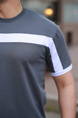 Erkek şerit Detaylı Kısa Kollu T-shirt