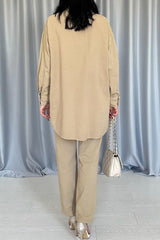 Siyah Yıkamalı Gömlek Ve Pantolon Takım