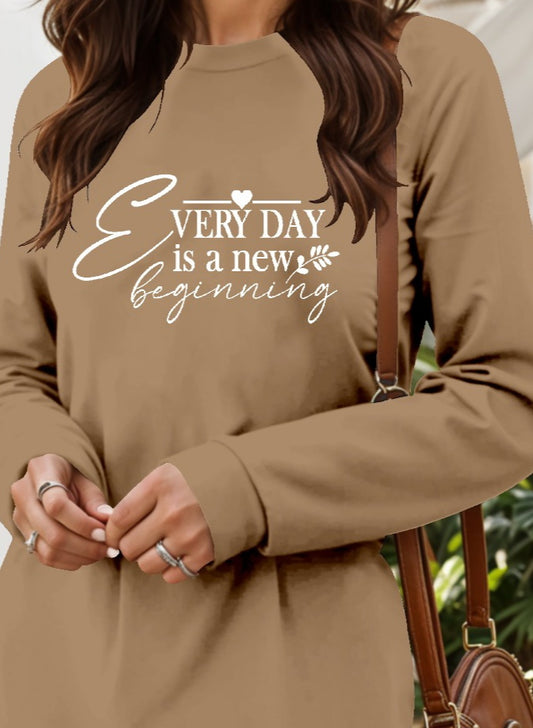 Kadın Uzun Kollu Bisiklet Yaka Kısa Viskon Iki Iplik Elbise