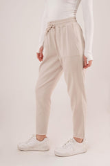 Bağlama Detaylı Cepli Mavi Pantolon