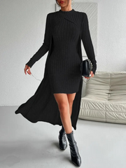 Kadın Askılı Yuvarlak Yakalı Elbise Ve Yarı Balıkçı Yakalı şardonlu Kaşkorse Ikili Takım