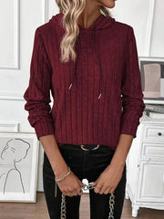 Kadın Uzun Kollu Kapşonlu Bağcıklı şardonlu Kaşkorse Bluz