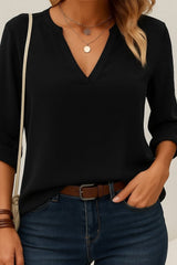 Kadın Uzun Kollu V Yakalı Ithal Krep Bluz