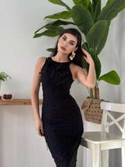 Lers Çiçek Detaylı Elbise