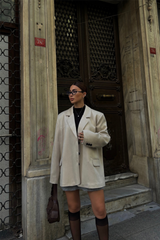 SÜET BLAZER CEKET 3 DÜĞME - Siyah