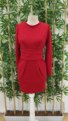 Kadın Uzun Kollu Bisiklet Yaka Bel Kemer Detay Ithal Krep Elbise