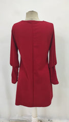 Kadın Uzun Kollu V Yakalı Kısa Ithal Krep Elbise