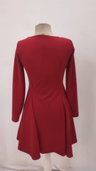 Kadın Uzun Kollu Kare Yakalı Mini Ithal Krep Elbise