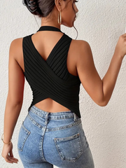 Kadın Sırt çapraz Detay Triko Bluz