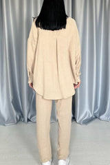 Mor 3 Taş Motifli Gömlek Ve Pantolon Takım